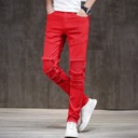 KSTUN Red Jeans Men Ripped Slim Fit Stretch Punk Zapínanie zips