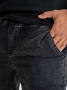 Pánske džínsové NOHAVICE so sťahovacou šnúrkou JIGGA WEAR Módne MRAMORové čierne XL Model wygodne bawełniane komfortowe materiałowe