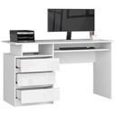 Отдельностоящий письменный стол для офиса, акрил белый, 135 см.