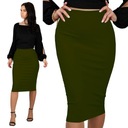 L ТУБА ХАКИ приталенная юбка-карандаш миди плотной вязки 40