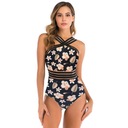 Сплошной КУПАЛЬНИК ЦВЕТЫ, полоски, XXL