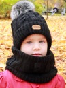 ЧЕРНЫЙ комплект из шапки, шарфа и флиса для детей