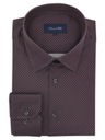 BRĄZOWA KOSZULA MĘSKA WE WZÓR MMER / VILLARO J117 176-182 / 42-REGULAR