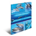 Папка картонная А4 на резинках, Дельфины.