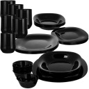 ОБЕДЕННЫЙ НАБОР ТАРЕЛКИ СТАКАНЫ ЧЕРНЫЕ Lumin 30 EL