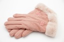 Dotykové rukavice zateplený medvedík dámska kožušina Dominujúca farba ružová