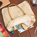 Большая пляжная сумка для лета, ручки, молния, прочная, модная корзина.