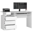 Отдельно стоящий письменный стол для офиса, белый, 135 см, выдвижные ящики.
