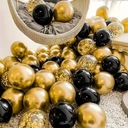 ХРОМОВЫЕ шары черные, золотые и конфетти на 18, 40, 50 ДНЕЙ РОЖДЕНИЯ, набор P29