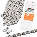 ВЕЛОСИПЕДНАЯ ЦЕПЬ 9 РЯДОВ PYC 116 ЗВЕНИЙ ДЛЯ ВЕЛОСИПЕДА СЕРЕБРЯНАЯ + КРЫШКА