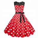 1950 -х годов кружево ee -Sleeve -Free Polka Dot Платье