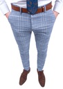 Spodnie męskie eleganckie niebieskie w krate - 33 Kolor wielokolorowy