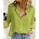 Módna dámska zelená štýlová košeľa s dlhými rukávmi bavlnená blúzka Značka D-look