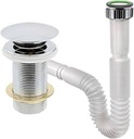 РЕГУЛИРУЕМЫЙ сифон для умывальника + пробка «клик-клак», хром, без перелива