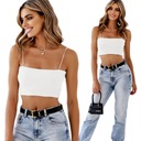 КОРОТКИЙ ТОП В РЕБРУСКУ С РЕМНЯМИ, БЕЛЫЙ S/M BYSISI