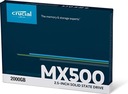 Твердотельный накопитель CRUCIAL MX500, 2000 ГБ, SATA III, 2,5 дюйма, 560/510 МБ/с, Micron 3D NAND