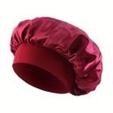 Monochromatická dámska nočná čiapka zo širokého elastického saténu Dominujúca farba červená