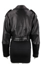 Čierna Ramoneska Kožená Dámska bunda v Kráji Oversize DORJAN AMN951 XS Veľkosť XS