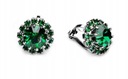 Srebrne Klipsy Zielone Emerald Kryształy Jablonex