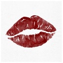 Белые бумажные салфетки с отпечатком красных губ, губ ко Дню святого Валентина.