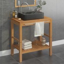 vidaXL Kúpeľňová skrinka s mramorovým čiernym umývadlom, teakové drevo Značka VidaXL