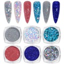 6x Pyłek Brokat do zdobienia Paznokci - Zestaw 016