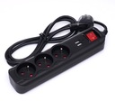 PRZEDŁUŻACZ LISTWA ZASILAJĄCA 3 GNIAZDA+2 USB 1,5 m