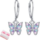 Серебряные серьги-подвески-бабочки для девочки