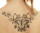 Сильная татуировка Цветы Орхидеи Птицы на животе, декольте, спине Дизайны TM141