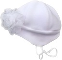 ШАПКА на завязках, флис 74 см, с цветком из тюля.
