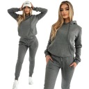 ЖЕНСКИЙ ТЕМНО-СЕРЫЙ СПОРТИВНЫЙ КОСТЮМ С КАПЮШОНОМ - ТЕПЛЫЙ И УДОБНЫЙ L