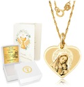 Золотая цепочка с медальоном 585 Сердца с гравировкой «Причастие при крещении»