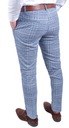 Spodnie męskie eleganckie niebieskie w krate - 33 Cechy dodatkowe brak