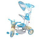 Детский трехколесный велосипед с солнцезащитным козырьком Синий мишка.