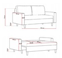 Rozkładana sofa 2 osobowa, 150x90x75 cm bordowa sofa kanapa rozkładana wers Wielkość dwuosobowa