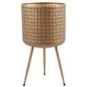 ЗОЛОТОЙ МЕТАЛЛИЧЕСКИЙ ЦВЕТОЧНЫЙ ГОРШОК 25см НА НОЖКАХ