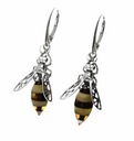 ЯНТАРНО-СЕРЕБРЯНЫЕ СЕРЬГИ ПЧЕЛКА