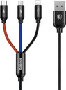 USB USB + micro USB + Lightning 1,2 м Черный