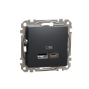Разъем для зарядки Sedna Design USB A+C, черный
