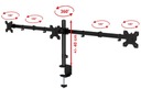 Кронштейн для трех настольных мониторов диагональю 10–27 дюймов.