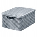 КОРЗИНА-КОНТЕЙНЕР С КРЫШКОЙ 18 Л РОТАН СЕРЫЙ ИЗОГНУТЫЙ