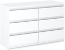 КОМОД - белый, просторный с широкими ящиками, ширина шкафа 117 см, 6 с.