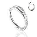 Серьги-кликер для пирсинга Двойная СЕРЕБРЯНАЯ Раковина ТИТАН 1,2/10