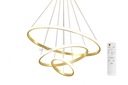 ПОДВЕСНОЙ СВЕТИЛЬНИК С ЗОЛОТЫМИ КОЛЬЦАМИ 60 40 20 СМ 74ВТ ДИСТАНЦИОННЫЙ СВЕТ DARMAT
