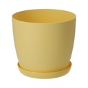 КРЫШКА ДЛЯ ЦВЕТОЧНОГО ГОРШКА ЦВЕТОЧНЫЙ ВАЗ 14см ДЛЯ ЦВЕТОВ МАТОВО-ЖЕЛТАЯ ПЛАСТИКОВАЯ ПОДСТАВКА
