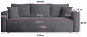 Szara sofa z funkcją spania TOP trzyosobowa kanapa rozkładana sztruks Wysokość mebla 80 cm
