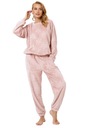 Krásne teplé plyšové pyžamo s potlačou ruží S Odtieň špinavý ružový (dusty pink)