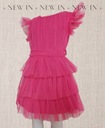 Tiulowa sukienka falbanki rękaw motylek 110/116 Rozmiar (new) 110 (105 - 110 cm)