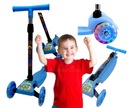 ТРЕХКОЛЕСНЫЙ БАЛАНСИРУЮЩИЙ СКУТЕР, СКЛАДНОЙ, СВЕТЯЩИЕСЯ СВЕТОДИОДНЫЕ КОЛЕСА, СИНИЙ