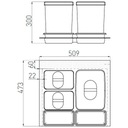 Сортировщик, Контейнер для мусора Multino, 29л+2 противня, для шкафа 600